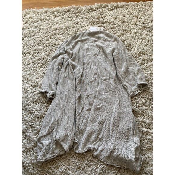 J. Jill Duster Sweater Pocketed Grey Beige Silk Blend J.Jill Large 3/4 Sleeve - Picture 8 of 9